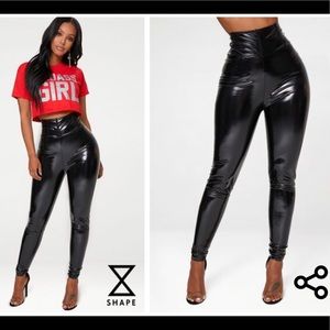 High waisted black vinyl leggings *NWT*